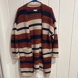 Striped Knit Cardigan Sweater